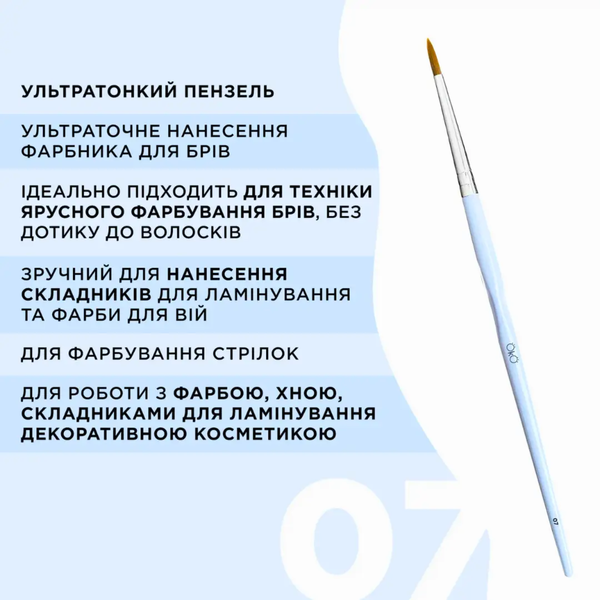 Пензлик №7 OKO | Ультратонкий | Блакитна ручка z011640 фото