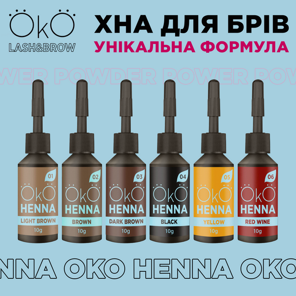 Хна для брів OKO Power Powder | 02 Brown (коричнева) | 10 г  z011602 фото