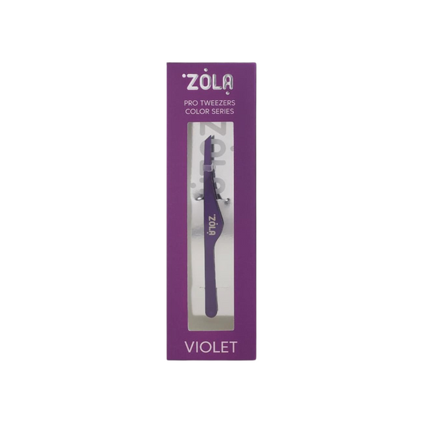 Пінцет ZOLA скошений професійний для брів | VIOLET (фіолетовий)  z0209154 фото