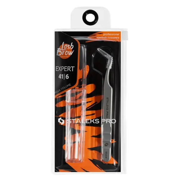 Професійний пінцет для нарощення вій STALEKS PRO EXPERT 41 TYPE 6 | (L-подібний пінцет з кутом 75&deg;) z060129 фото