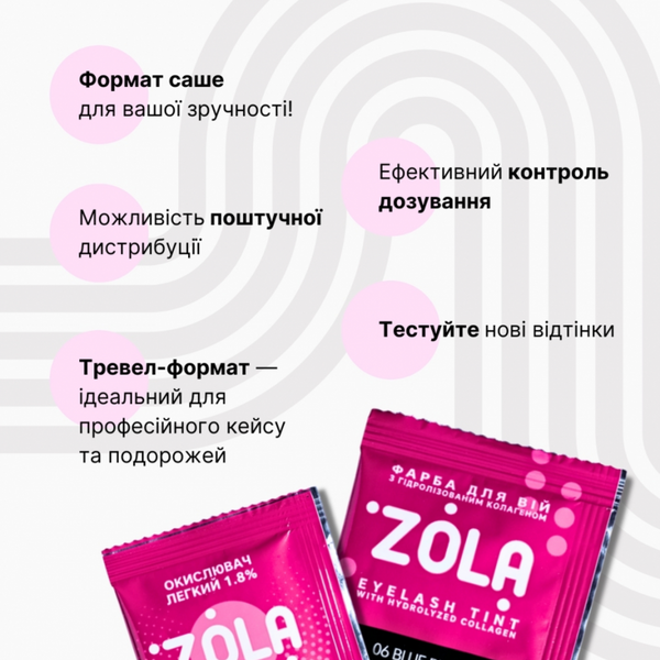 Фарба для вій ZOLA | 06 Blue Black | Синьо-чорний | в саше 5 мл + окислювач 1,8% z0209146 фото