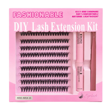 Набір для самостійного нарощування пучкових вій 40D DIY Lash Extension Kit (вії 8&ndash;16 мм + Bond & Seal + пінцет) z011167 фото