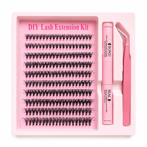 Набір для самостійного нарощування пучкових вій 40D DIY Lash Extension Kit (вії 8&ndash;16 мм + Bond & Seal + пінцет) z011167 фото