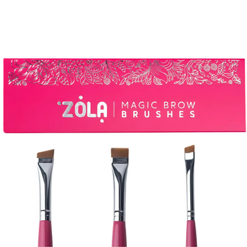 Набір пензлів для фарбування брів ZOLA MAGIC BROW BRUSHES | Малиновий z020970 фото